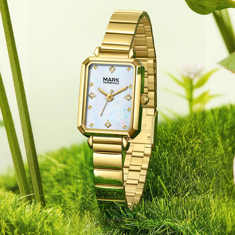 Mark Fairwhale Ladies Watch Elegant Square Luxury Quartz Watches Fashion Stainless Steel Watchband Women's Wristwatches-0