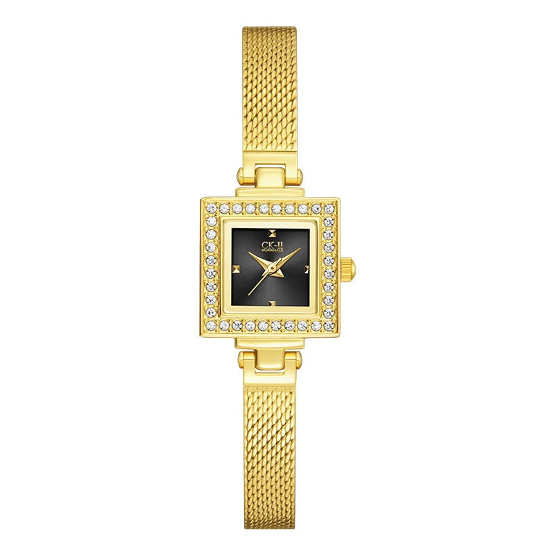 Mark Fairwhale Cross Border New Arrival Fashion Gold Mesh Strap Womens Watch Light Luxury Retro Milanese Steel Band Quartz Watch-8