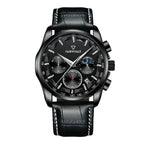 High Quality Fashion Watch Three Eyes Timing Multi-function Quartz Watches for Men Waterproof 3 ATM Moonphase WristWatch-0