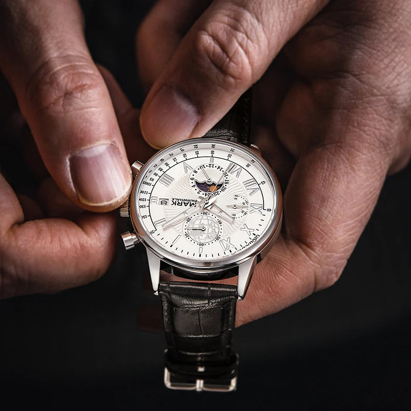 Mark Fairwhale New Cross Border Light Luxury Retro Business Mens Watch Chronograph Luminous Waterproof Quartz Watch Wholesale-3