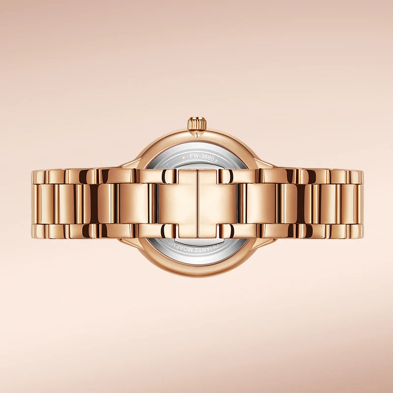 Mark Fairwhale Round Alloy Case Quartz Women's Watch Hot Sale Fashionable Wrist Bracelet for Lady Diamond Dial Luxury Wristwatch-2