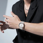 Mark Fairwhale New Ultra-thin Men's Stainless Steel Quartz Watch Luminous Dial Date 30m Waterproof Silver Finish Alloy Case-0