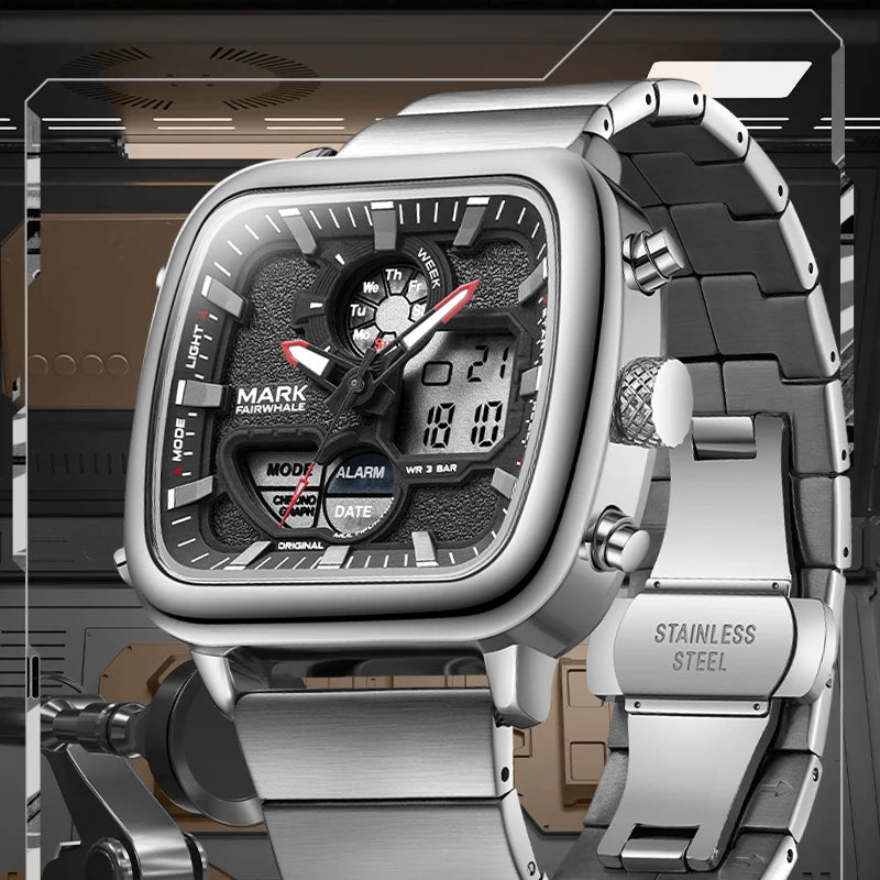New Digital Watch 30m Waterproof Wristwatch Quartz Clock Sport Watch Male Big Watches Luminous-0