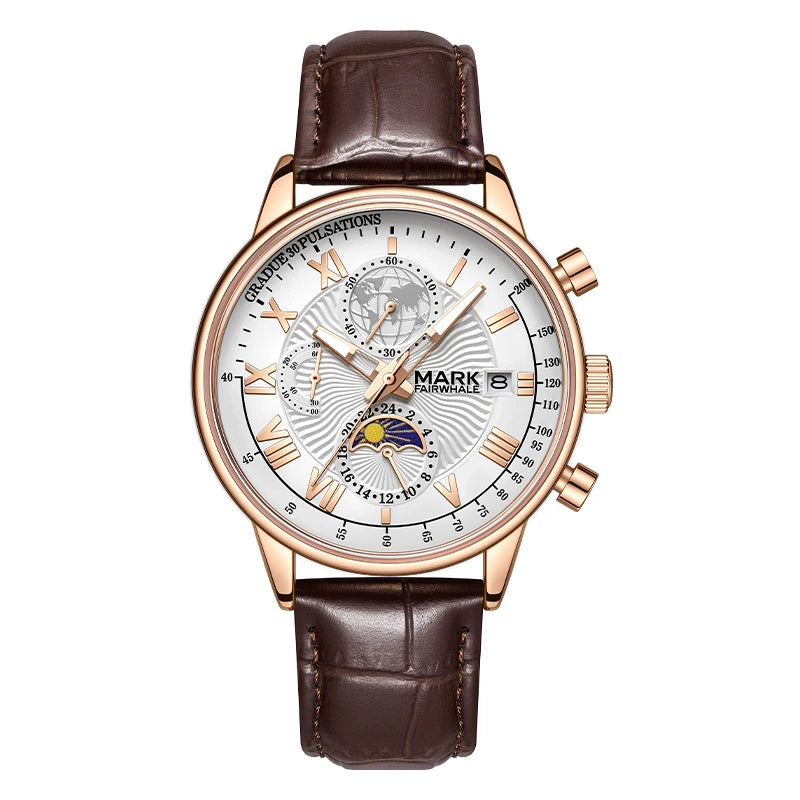 Mark Fairwhale New Cross Border Light Luxury Retro Business Mens Watch Chronograph Luminous Waterproof Quartz Watch Wholesale-7