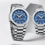Fashion Water Resistant Stainless Steel Mutli-function Quartz Movement Wrist Watches for Men-0
