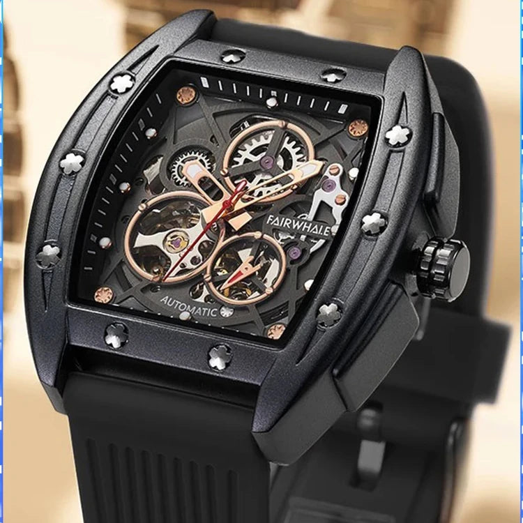 Custom Logo Original Male Automatic Movement Hand Mens Wrist Luxury Skeleton Mechanical Watch-0