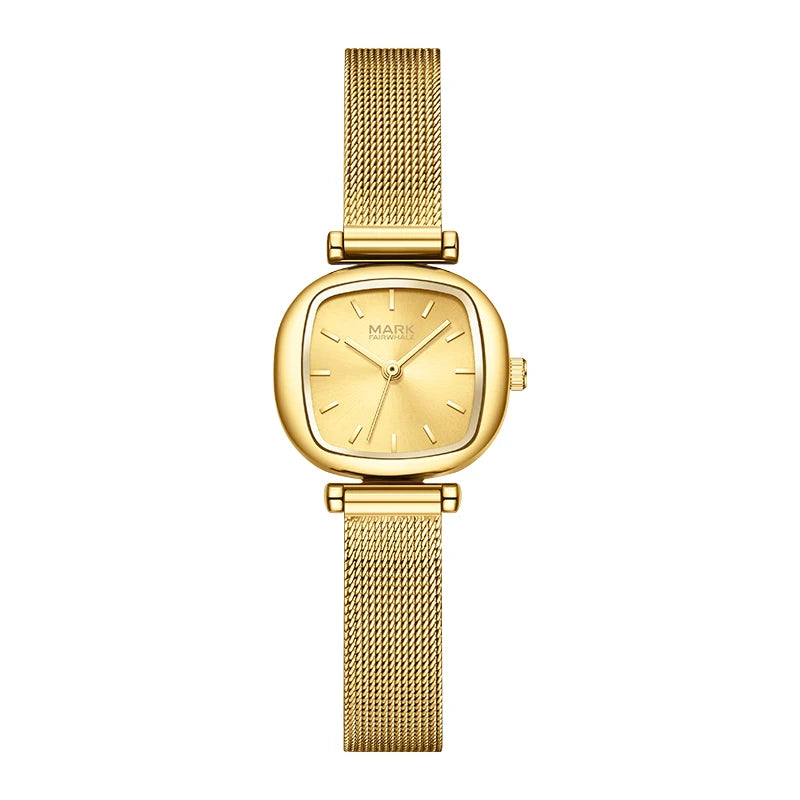 Mark Fairwhale Hot Sale Women's Quartz Watch Light Luxury Square Dial 24mm Alloy Case Business Versatile Mesh Strap Girl Watch-6