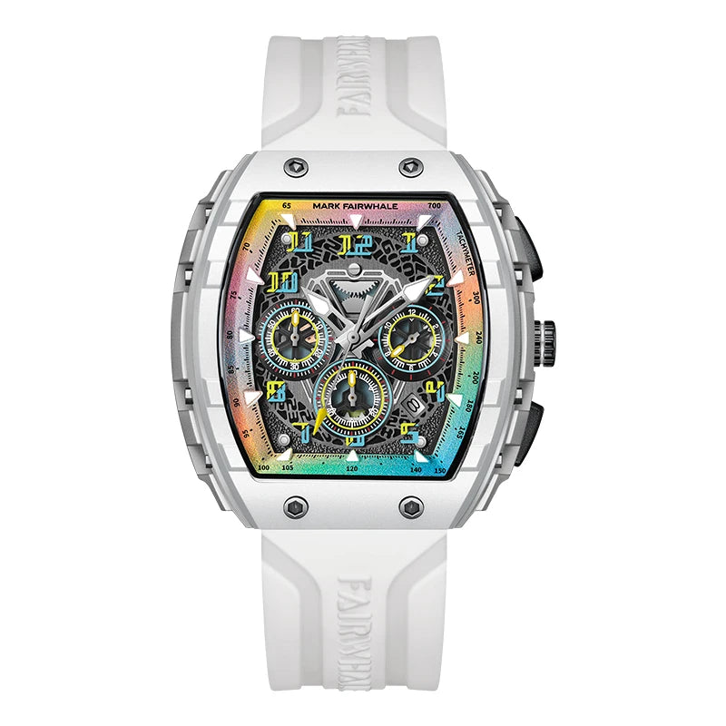 Mark Fairwhale New Trend Mens Watch Tonneau Dial Chronograph Calendar Luminous Quartz Watches for Men-6