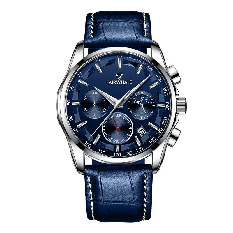 High Quality Fashion Watch Three Eyes Timing Multi-function Quartz Watches for Men Waterproof 3 ATM Moonphase WristWatch-15