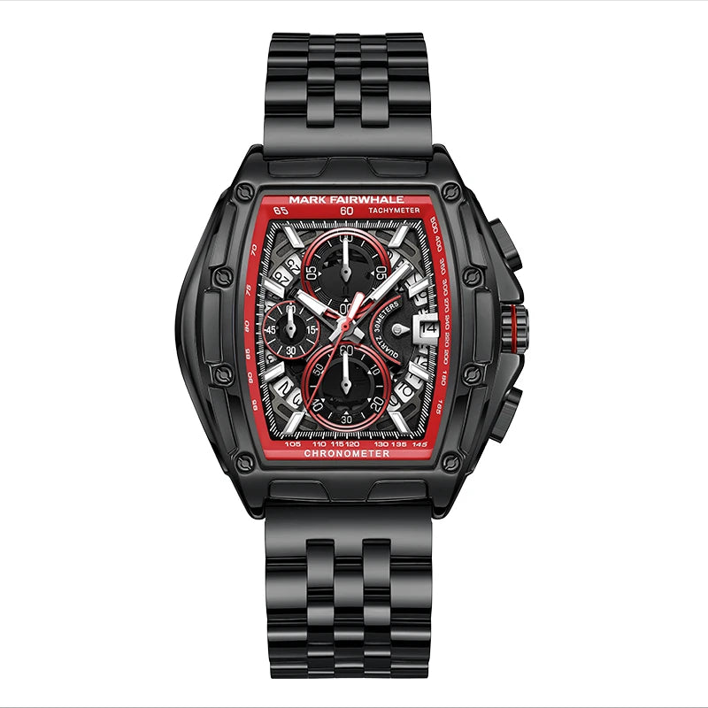 Mark Fairwhale Luxury Quartz Men Fashion Stainless Steel Band Chronograph Watches for Men-6