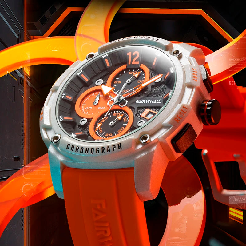 Mark Fairwhale Mens Luxury  Sport Chronograph Fashion Watch Shock Resin Case Strap Quartz Watches-1