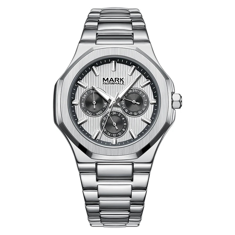 Fashion Water Resistant Stainless Steel Mutli-function Quartz Movement Wrist Watches for Men-8
