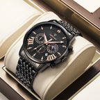 Low MOQ Customize Top Brand Luxury Men Leather Watch Stainless Steel Men Quartz Watches Date Display Multifunctional Watch-0
