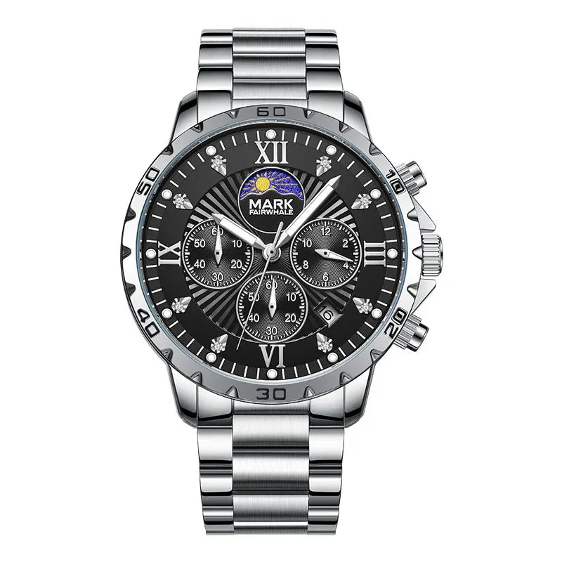 Mark Fairwhale New Luxury Men Watches Business Wristwatch Waterproof Luminous Date Quartz Watch Stainless Steel  Band Wrisswatch-6