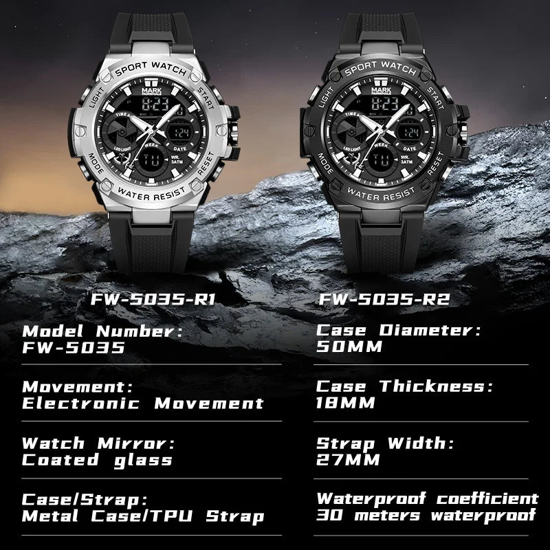 Mark Fairwhale New Sports Men's Digital Watch Silicone Strap Waterproof Luxury Watch Luminous Shockproof Clock Electronic Watch-4