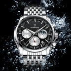 High Quality Fashion Watch Three Eyes Timing Multi-function Quartz Watches for Men Waterproof 3 ATM Moonphase WristWatch-1