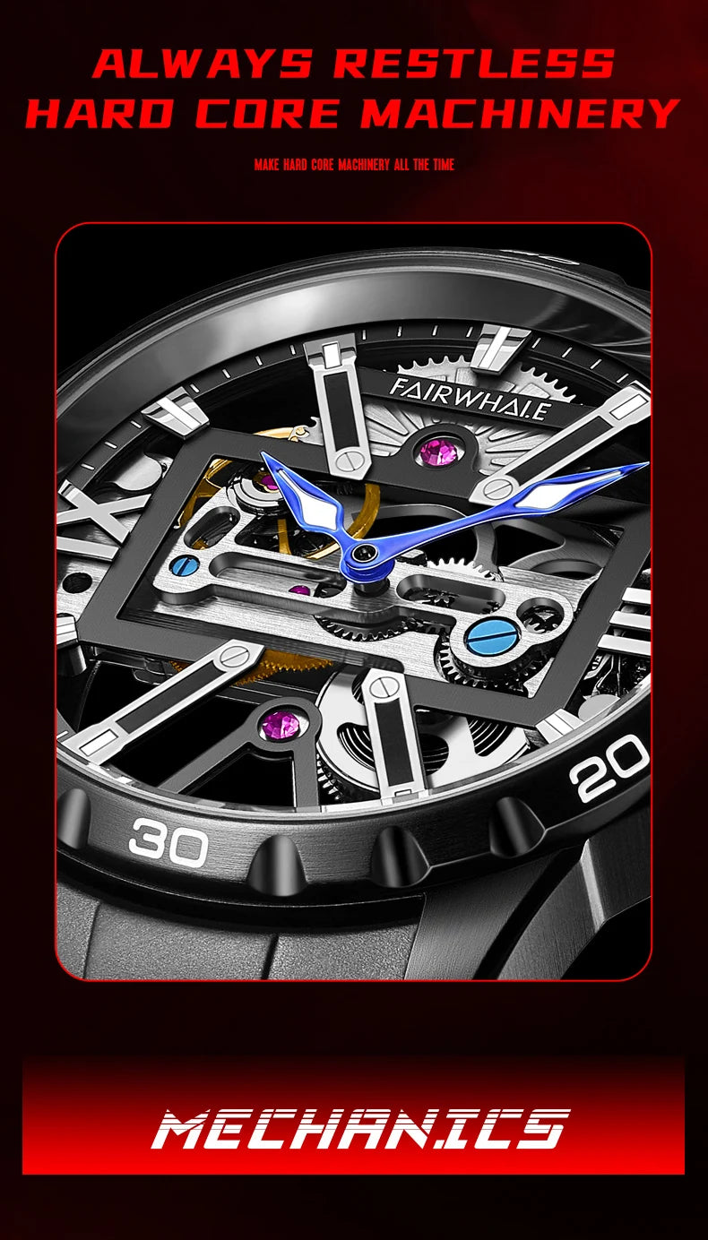 Top Branded Luxury Men Mechanical Wrist Watch Chronograph Rubber Strap 316L Stainless Steel Waterproof Automatic Watches-2