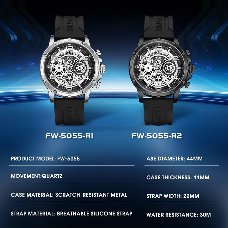Mark Fairwhale New Arrival Fashion Trendy Sporty Mens Multifunctional Luminous Water Resistant Quartz Watch Wholesale-5