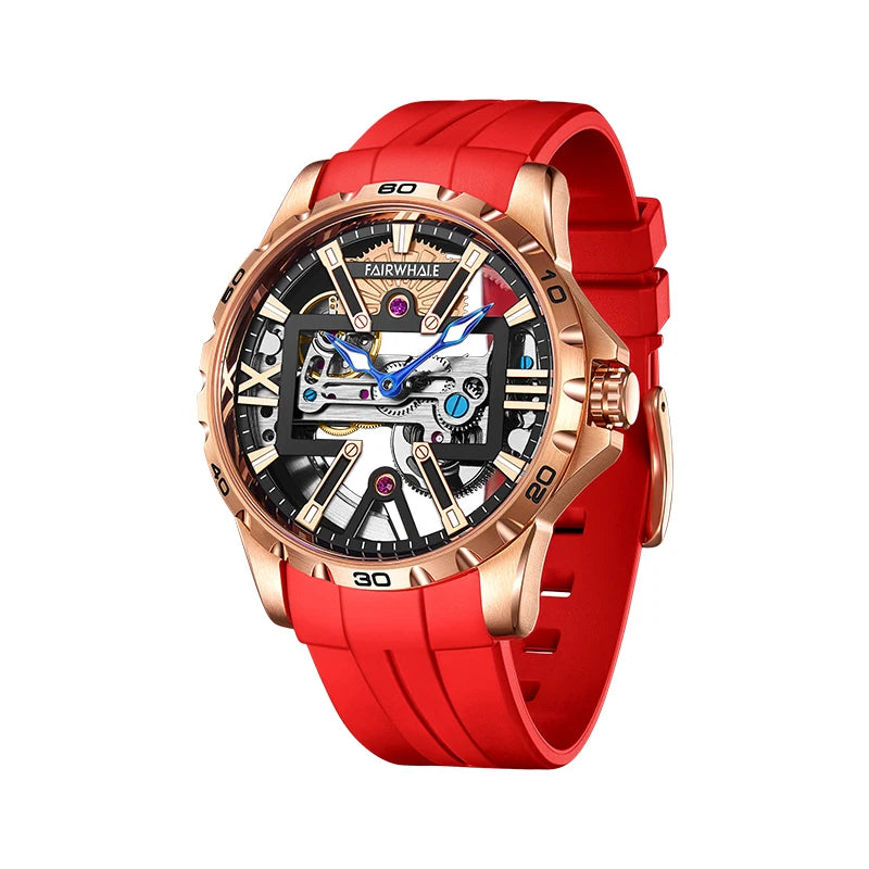 Luxury Business Steel Strap Watch Original Automatic Mechanical Skeleton Transparent Mechanical Watch for Men-5