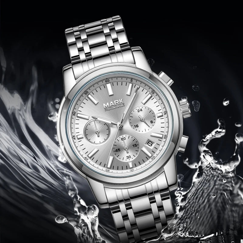 Mark Fairwhale New Arrival Business Casual Style Men's Multifunctional Three Eye Chronograph Quartz Watch Factory Wholesale-2