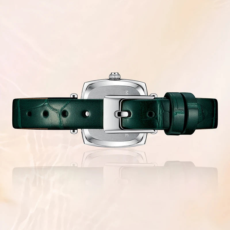 Newest Diamond Rhinestone Fashion Women Leather Watch Square Leather Bracelet Watch White Black Green  Women Quartz Watches-3