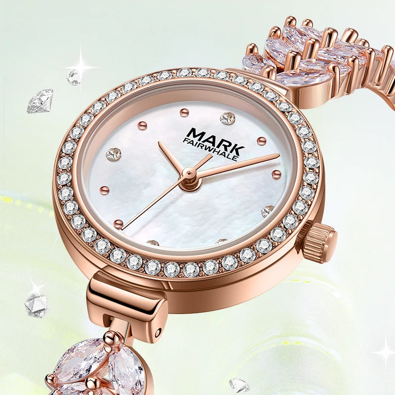 Mark Fairwhale Elegant Quartz Women's Watch Luxury Simple Design Diamond Scale Waterproof Hand Clock Fashionable Wristwatch-1