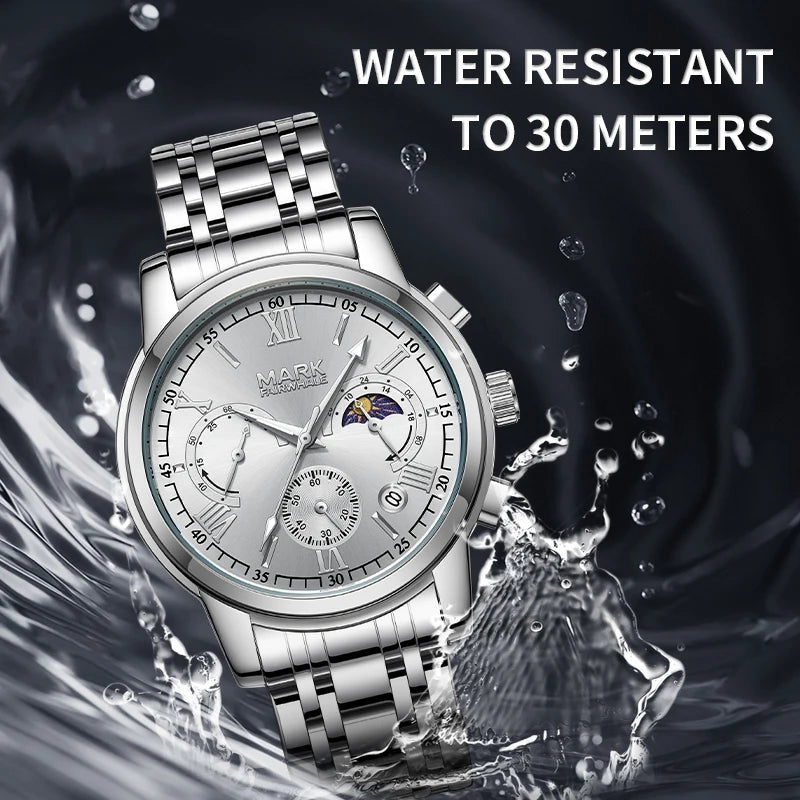 Mark Fairwhale 2025 New Mens Watch Sun Moon Star Dial Modern Stylish Luminous Water Resistant Quartz Watch Wholesale-2