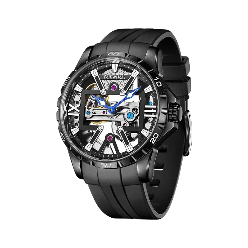 Top Branded Luxury Men Mechanical Wrist Watch Chronograph Rubber Strap 316L Stainless Steel Waterproof Automatic Watches-7