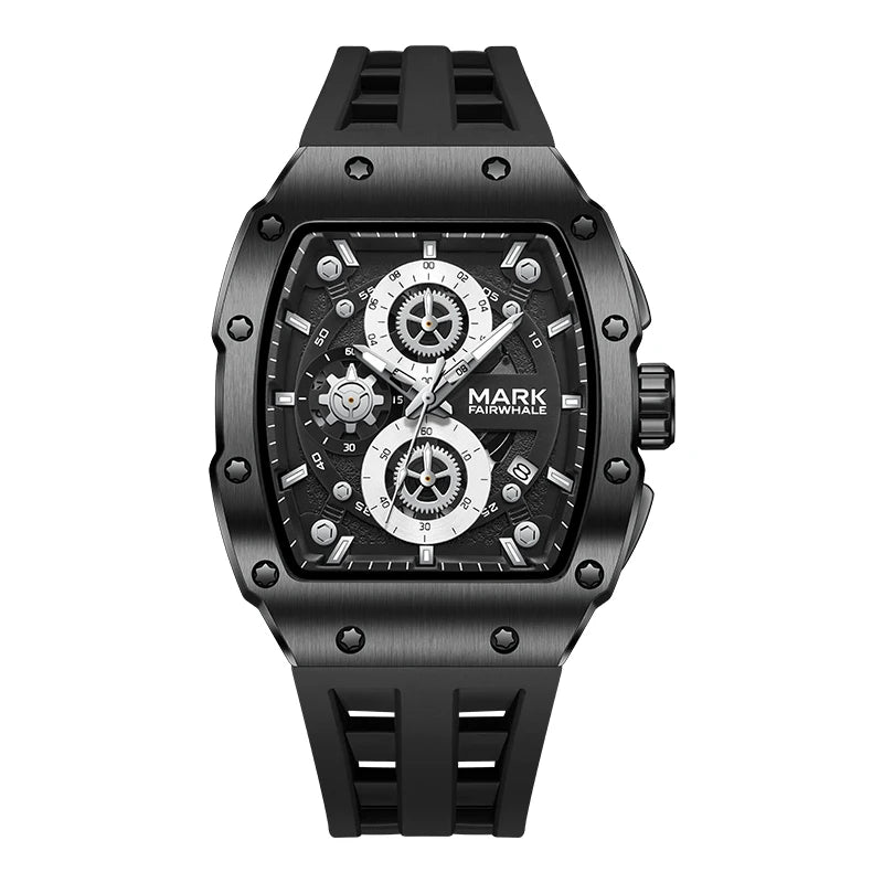 Mark Fairwhale 2025New Men's Quartz Watch Waterproof 3ATM Watch Calendar Tonneau Dial Scratch Resistant Glass Mirror Wrist Watch-7