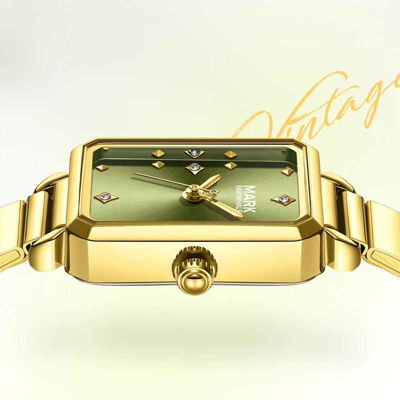 Mark Fairwhale Ladies Watch Elegant Square Luxury Quartz Watches Fashion Stainless Steel Watchband Women's Wristwatches-3