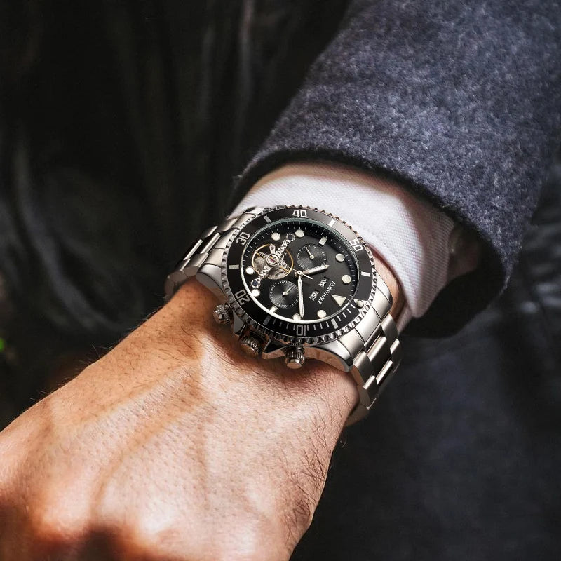 Luxury Automatic Movement 3ATM Waterproof Steel Strap Automatic Men Mechanical Watch-3