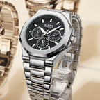 Fashion Water Resistant Stainless Steel Mutli-function Quartz Movement Wrist Watches for Men-0