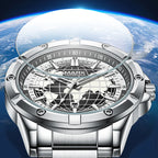 Mark Fairwhale Luxury Automatic Men's Quartz Movement Watch Stainless Steel Band and Luminous Pointer Dial Display Wrisswatch-2