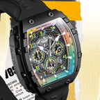 Mark Fairwhale New Trend Mens Watch Tonneau Dial Chronograph Calendar Luminous Quartz Watches for Men-0
