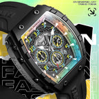 Mark Fairwhale New Trend Mens Watch Tonneau Dial Chronograph Calendar Luminous Quartz Watches for Men-1
