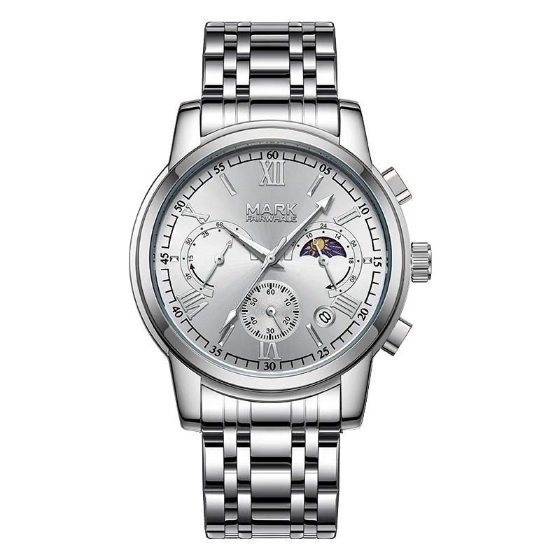 Mark Fairwhale 2025 New Mens Watch Sun Moon Star Dial Modern Stylish Luminous Water Resistant Quartz Watch Wholesale-6