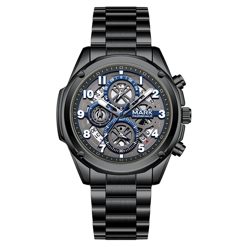 Mark Fairwhale Classic Brand Luxury Stainless Steel Strap Watch Multifunctional Quartz Watch Men Waterproof Chronograph Watch-7