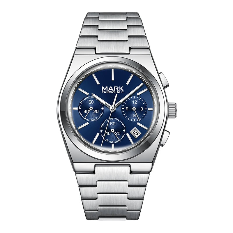Mark Fairwhale Luxury Design Stainless Steel Band High Quality Men Chronograph Quartz Watch-7