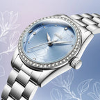 Mark Fairwhale Hot Sale Fashion Flower Quartz Dial Bracelet Stainless Steel Strap Women Watches Full Diamonds Girls Relogio-0