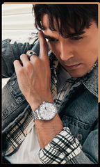 Low MOQ Customize Top Brand Luxury Men Leather Watch Stainless Steel Men Quartz Watches Date Display Multifunctional Watch-4