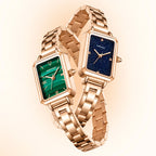 Brand Women Watches Fashion Square Ladies Quartz Watch Bracelet Set Green or Blue Dial Simple Rose Gold Stainless Luxury Watch-0