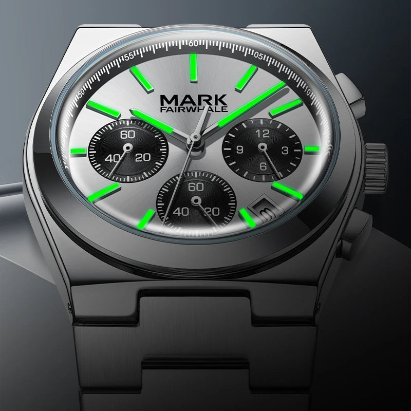 Mark Fairwhale Luxury Design Stainless Steel Band High Quality Men Chronograph Quartz Watch-5