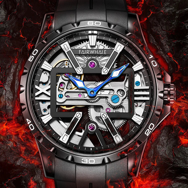 Top Branded Luxury Men Mechanical Wrist Watch Chronograph Rubber Strap 316L Stainless Steel Waterproof Automatic Watches-0
