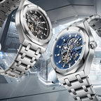 Mark Fairwhale 2024 New Men's Business Fashion Watch Hollow Waterproof Luminous Automatic Mechanical Watch-2