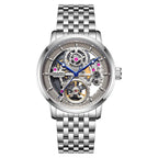 Mark Fairwhale Luxury Skeleton Design Wrist Watch Stainless Steel Strap Waterproof Business Automatic Mens Mechanical Watches-6
