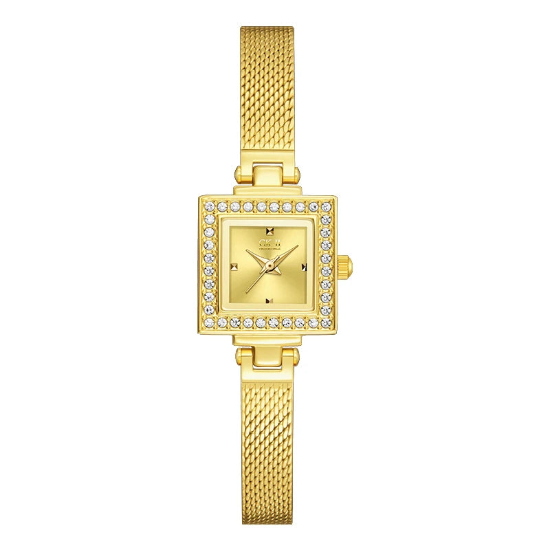 Mark Fairwhale Cross Border New Arrival Fashion Gold Mesh Strap Womens Watch Light Luxury Retro Milanese Steel Band Quartz Watch-7