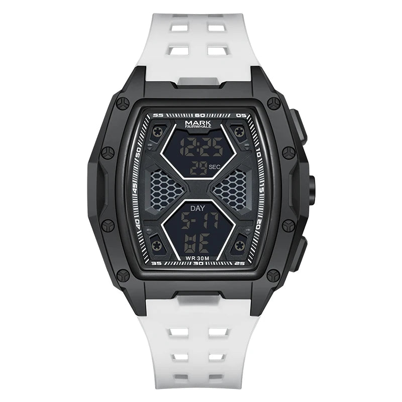 Mark Fairwhale New Design Luminous Electronic Analog Digital Watch Man Waterproof Multifunctional Sport Chrono Watch TPD Strap-6