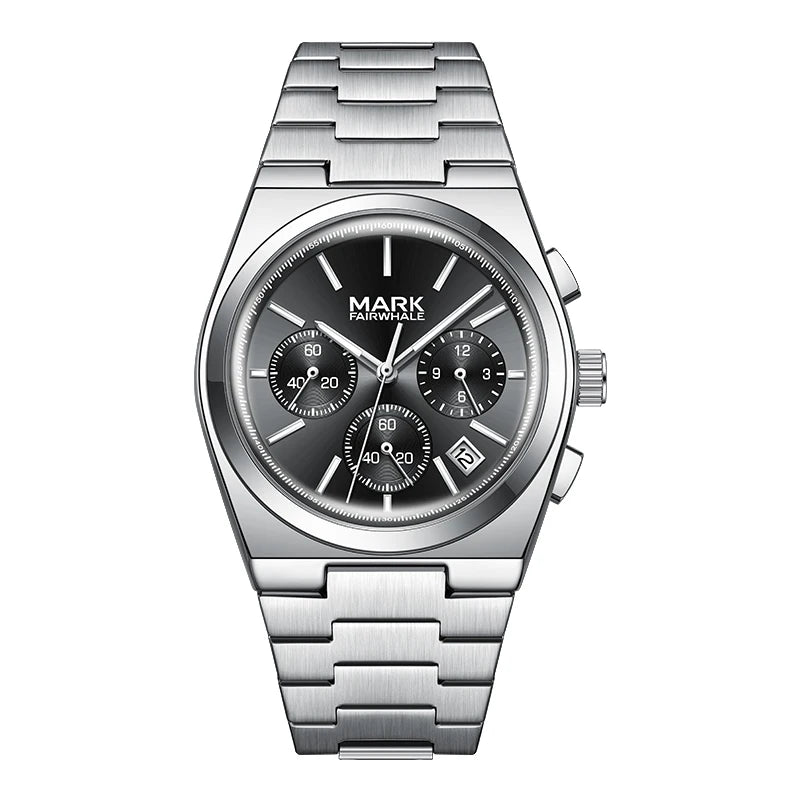 Mark Fairwhale Luxury Design Stainless Steel Band High Quality Men Chronograph Quartz Watch-8