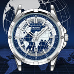 Mark Fairwhale Luxury Automatic Men's Quartz Movement Watch Stainless Steel Band and Luminous Pointer Dial Display Wrisswatch-1