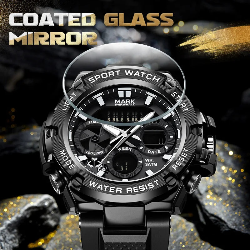Mark Fairwhale New Sports Men's Digital Watch Silicone Strap Waterproof Luxury Watch Luminous Shockproof Clock Electronic Watch-3